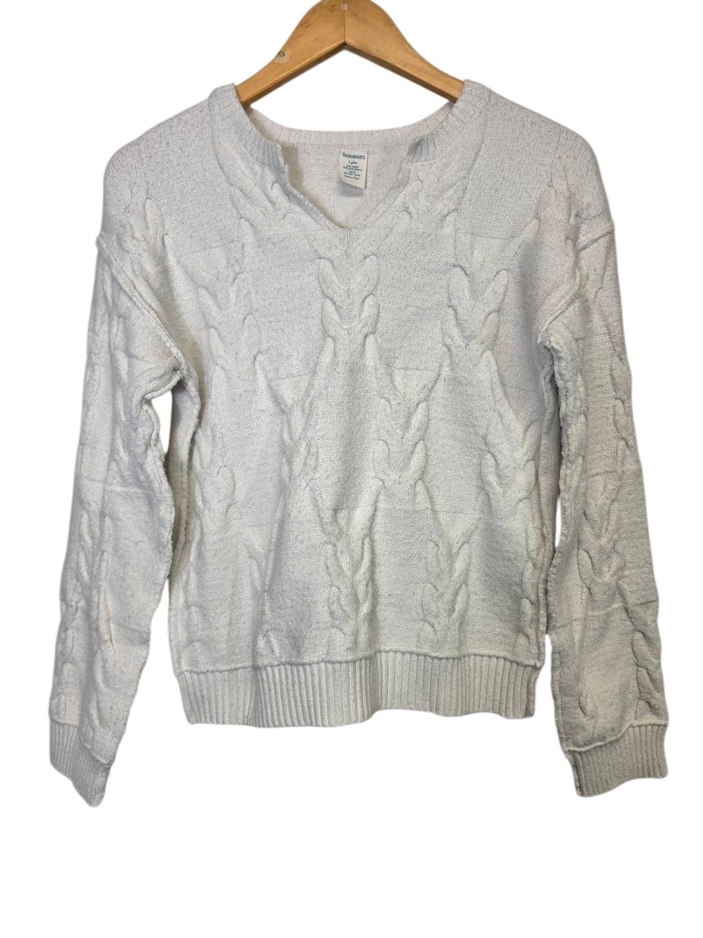 Thereabouts Vintage Women's Cable Knit Scoop Neck Sweater - White